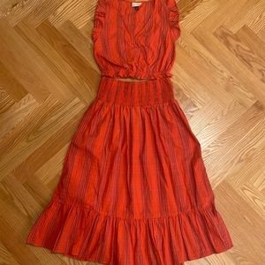 Red top and skirt set w/light stripe pattern from Universal Thread, both size M